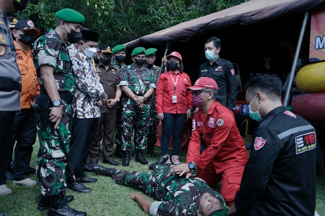 Pemkot & Pemkab Mojokerto Bersama TNI-Polri Gelar Pasukan Kesiapsiagaan Penangulangan Bencana