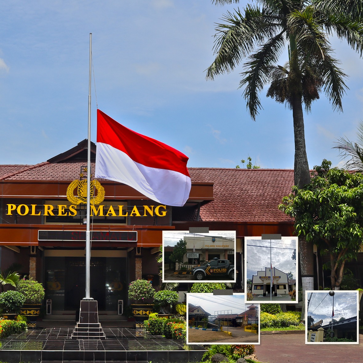 Menjelang 40 hari Peristiwa Kanjuruhan, Polisi di Malang Kibarkan Bendera Setengah Tiang