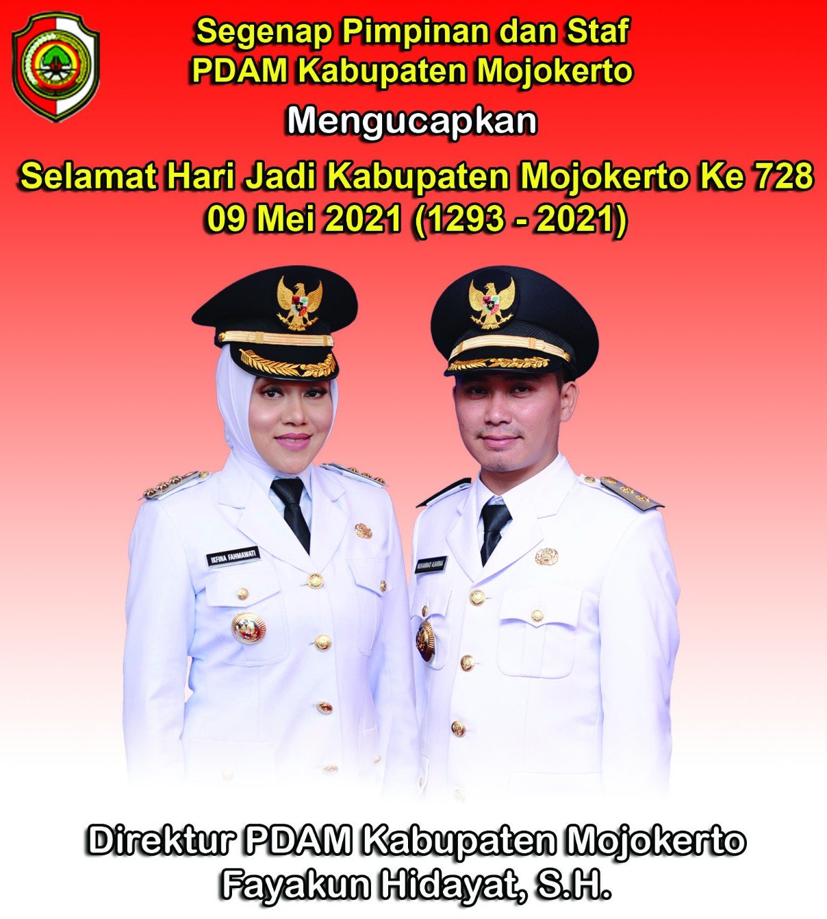 Direktur PDAM Kabupaten Mojokerto Mengucapkan Selamat HUT Kabupaten Mojokerto Ke 728