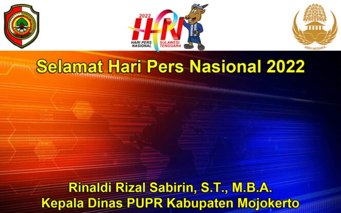 
					Kepala Dinas PUPR Kabupaten Mojokerto Rinaldi Rizal Sabirin, S.T., M.B.A. Mengucapkan Selamat Hari Pers 2022
