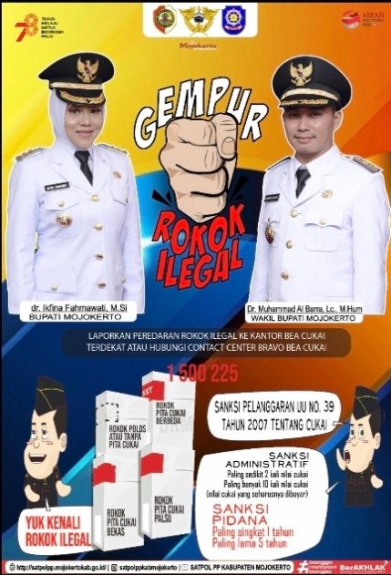 Ayo Gempur Rokok Ilegal Bersama Bupati Mojokerto Agar Pendapatan Negara Makin Naik