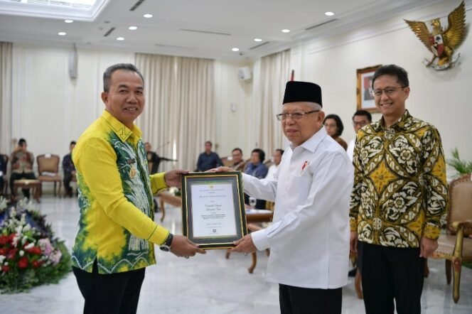 
					Bupati Tapin Terima Penghargaan Dari Kemenkes RI Diserahkan Wapres KH.Maruf Amin
