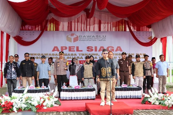 Bawaslu Tapin Gelar Apel Siaga Masuki Masa Tenang Pemilu 2024, APK Ditertibkan