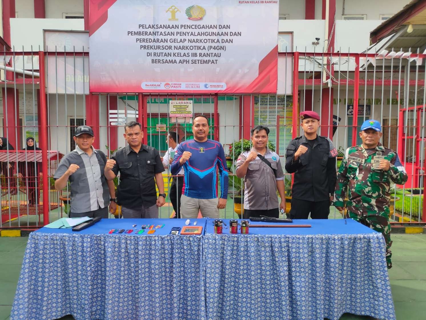 Rutan Rantau Bersinergi Dengan TNI-POLRI dan BNN Razia Para Tahanannya
