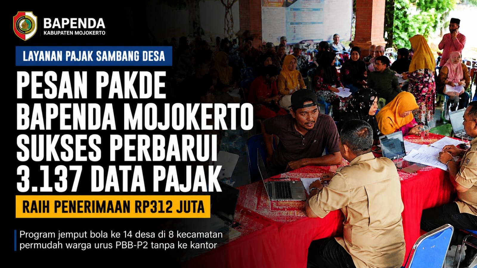 PESAN PAKDE Bapenda Mojokerto Sukses Perbarui 3.137 Data Pajak, Raih Penerimaan Rp312 Juta
