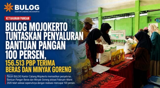 BULOG Mojokerto Tuntaskan Penyaluran Bantuan Pangan 100 Persen, 156.513 PBP Terima Beras dan Minyak Goreng