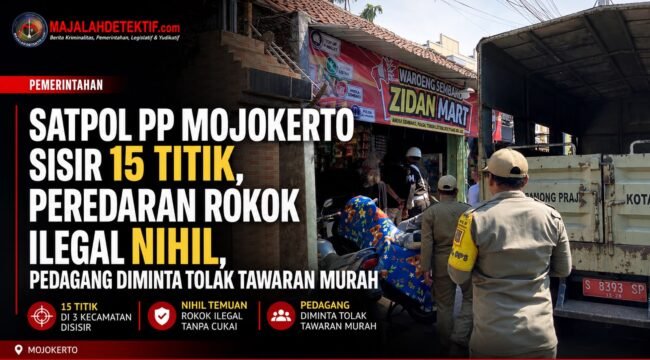 Satpol PP Mojokerto Sisir 15 Titik, Peredaran Rokok Ilegal Nihil, Pedagang Diminta Tolak Tawaran Murah
