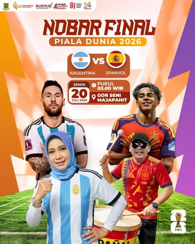 
					Beda Jagoan, Tetap Bersaudara: Mojokerto Siapkan Nobar Final Piala Dunia 2026
